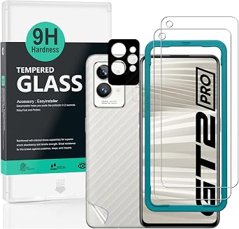 Ibywind Screen Protector For Realme GT 2 Pro 5G (6.7 Inches),with 2Pcs Tempered Glass,1Pc Camera Lens Protector,1Pc Backing Carbon Fiber Film [Fingerprint Reader,Easy to install]