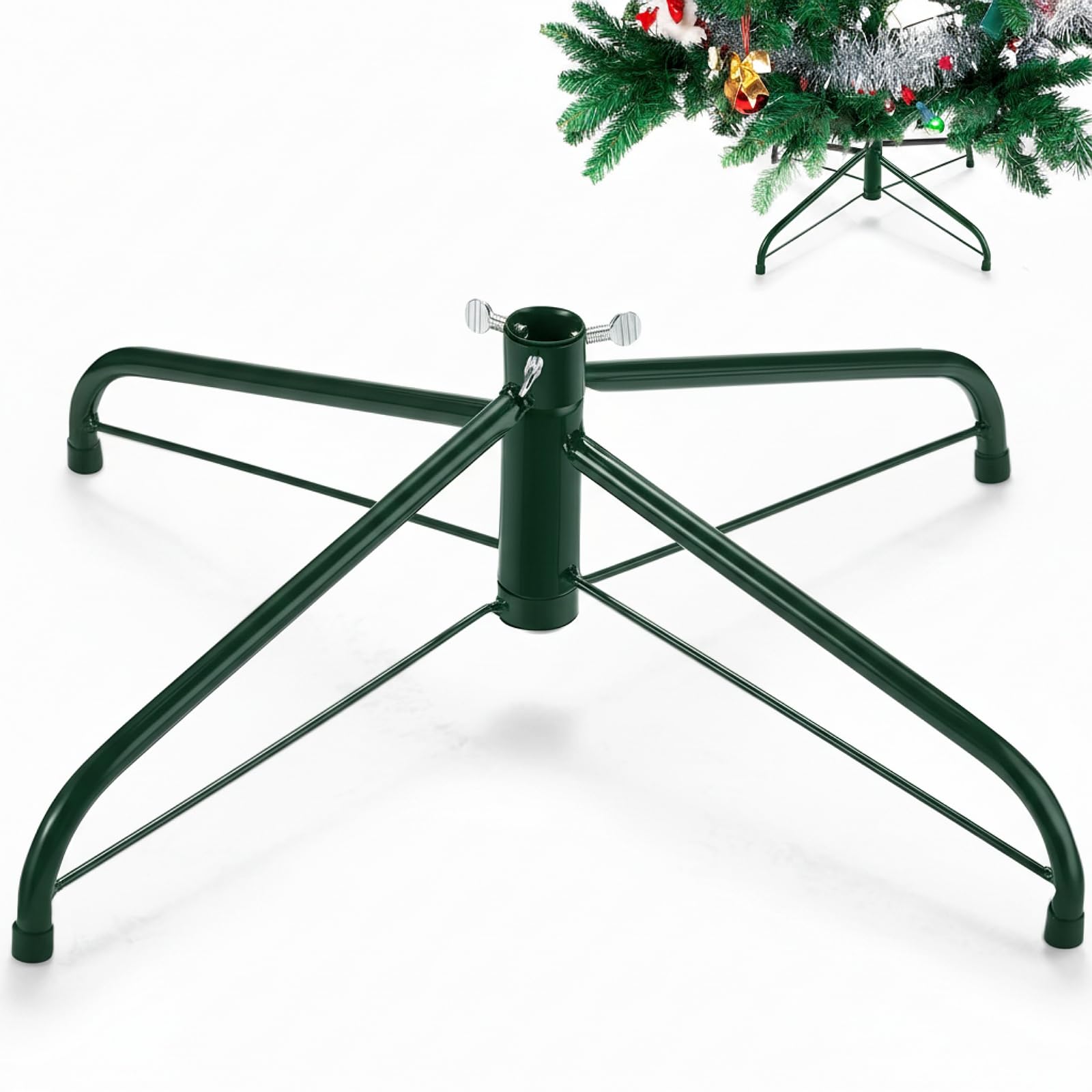 Base Girevole Per Albero Di Natale In Metallo – Porta Albero Rotante 270° Con Interruttore, Carico Fino A 80 Libbre