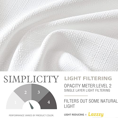 Miniatura 4 de Lazzzy Cortinas de lino sintético blanco filtrante de luz de 96 pulgadas de largo, cortinas de privacidad blancas, modernas cortinas de lino