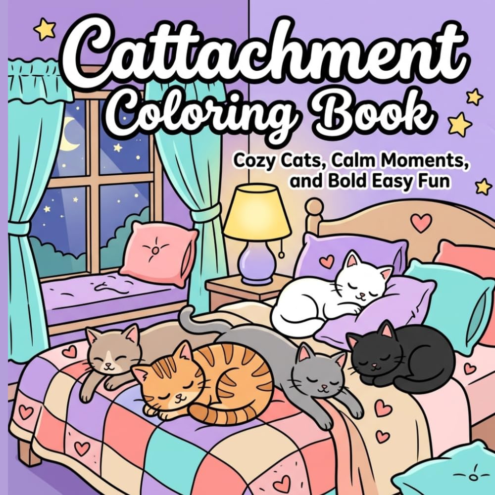 Cattachment Coloring Book: Cozy Cats, Calm Moments and Bold Easy Fun