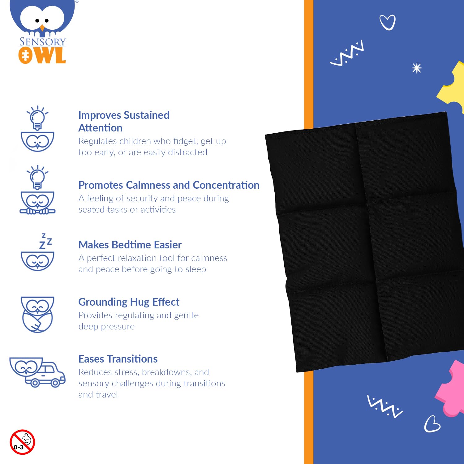 Sensory Owl Soft Weighted Lap Pillow 4kg Red - Calming, Anxiety Relief