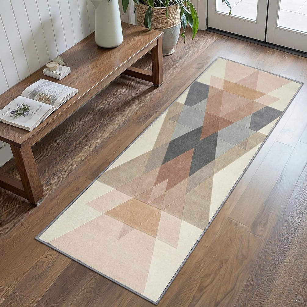 Passatoia Corridoio Antiscivolo Tappeto Cucina Beige Personalizzate Tappetto Tappeto Salotto per Soggiorno Camera da Letto corridoio Entrata Bagno ，120 x 270 cm