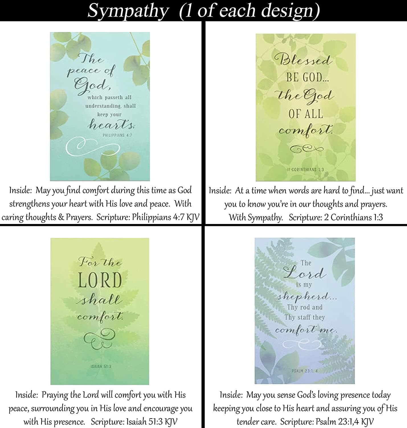 Sympathy Cards ~ No Repeated Designs~ 32 Cards and Designs ~ Christian/Religious Greeting Card Assortment ~ Scripture in every card ~ Envelopes Included