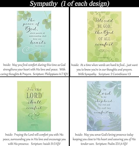 Miniatura 6 de Tarjetas de condolencias ~ Sin diseños repetidos ~ 32 tarjetas y diseños ~ Surtido de tarjetas de felicitación cristianas/religiosas ~ Escrituras en