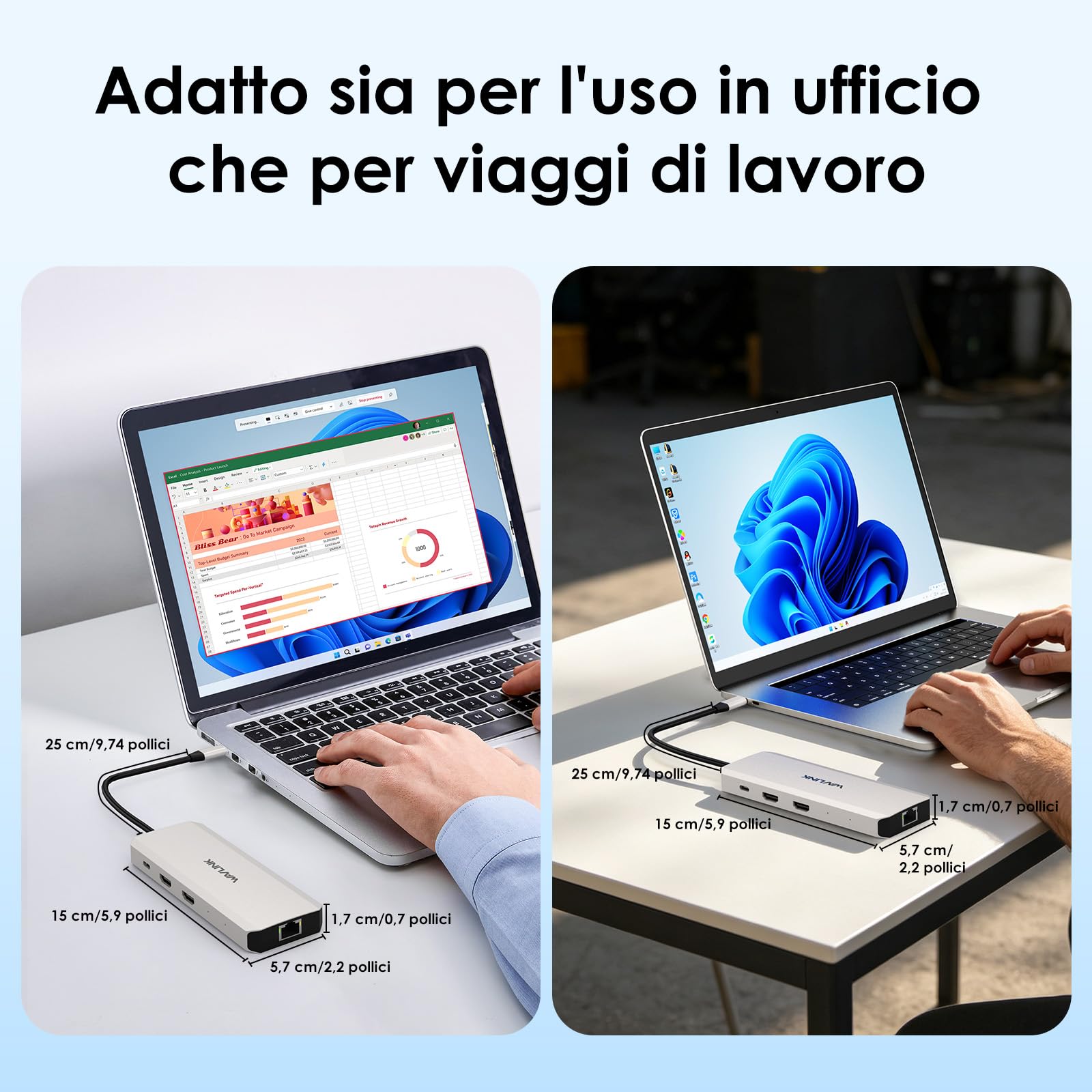 WAVLINK Docking Station Dual Monitor, Dual 4K @60Hz USB-C Dock with PD Pass-Through 125W, 2.5G Ethernet, 2×USB-A 10Gbps, SD/Micro SD Card Reader 312MB/s