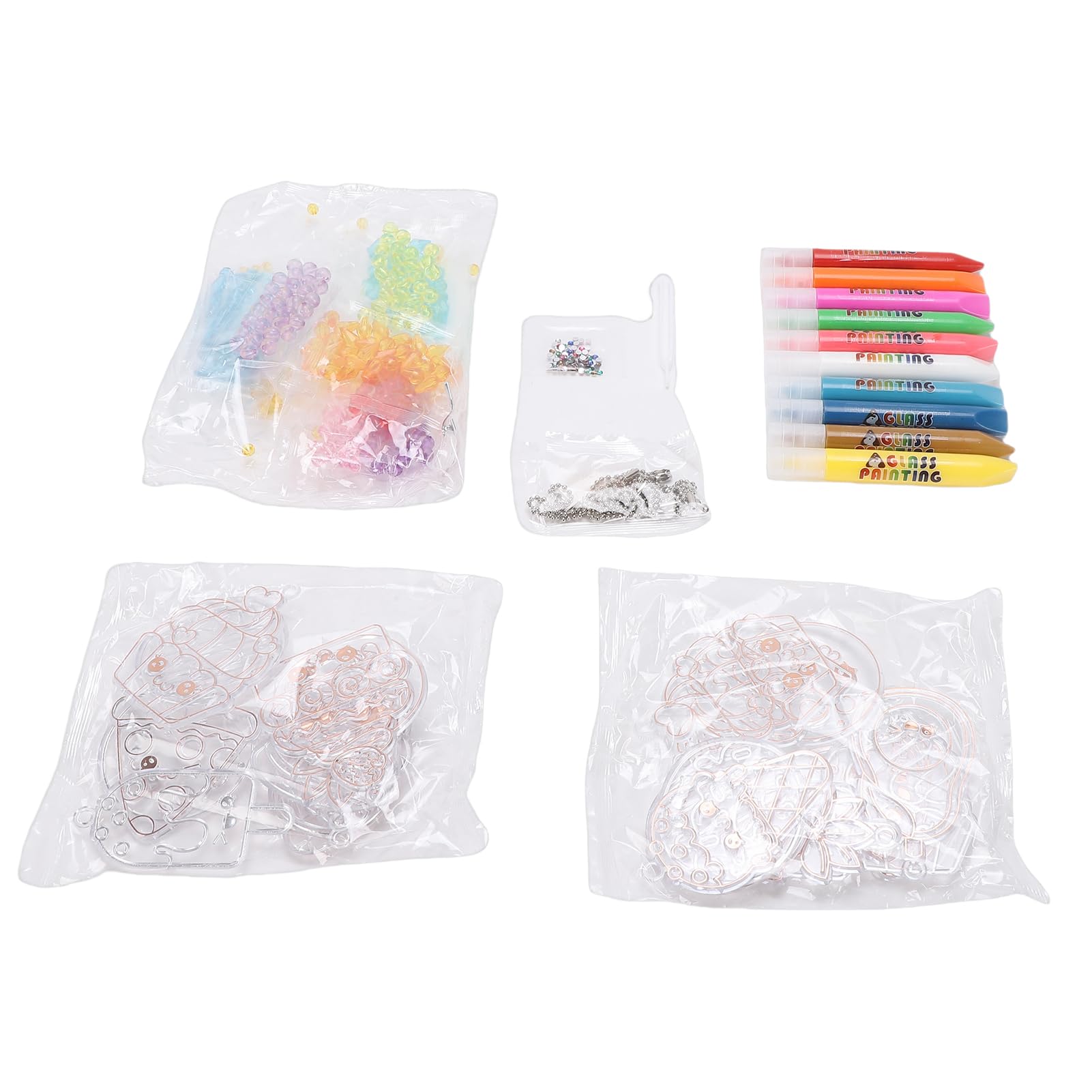 Kit de pintura con pegamento de cristal que no requiere horneado para un arte infantil seguro (W666-A Patrón de pastel de cuento de hadas)