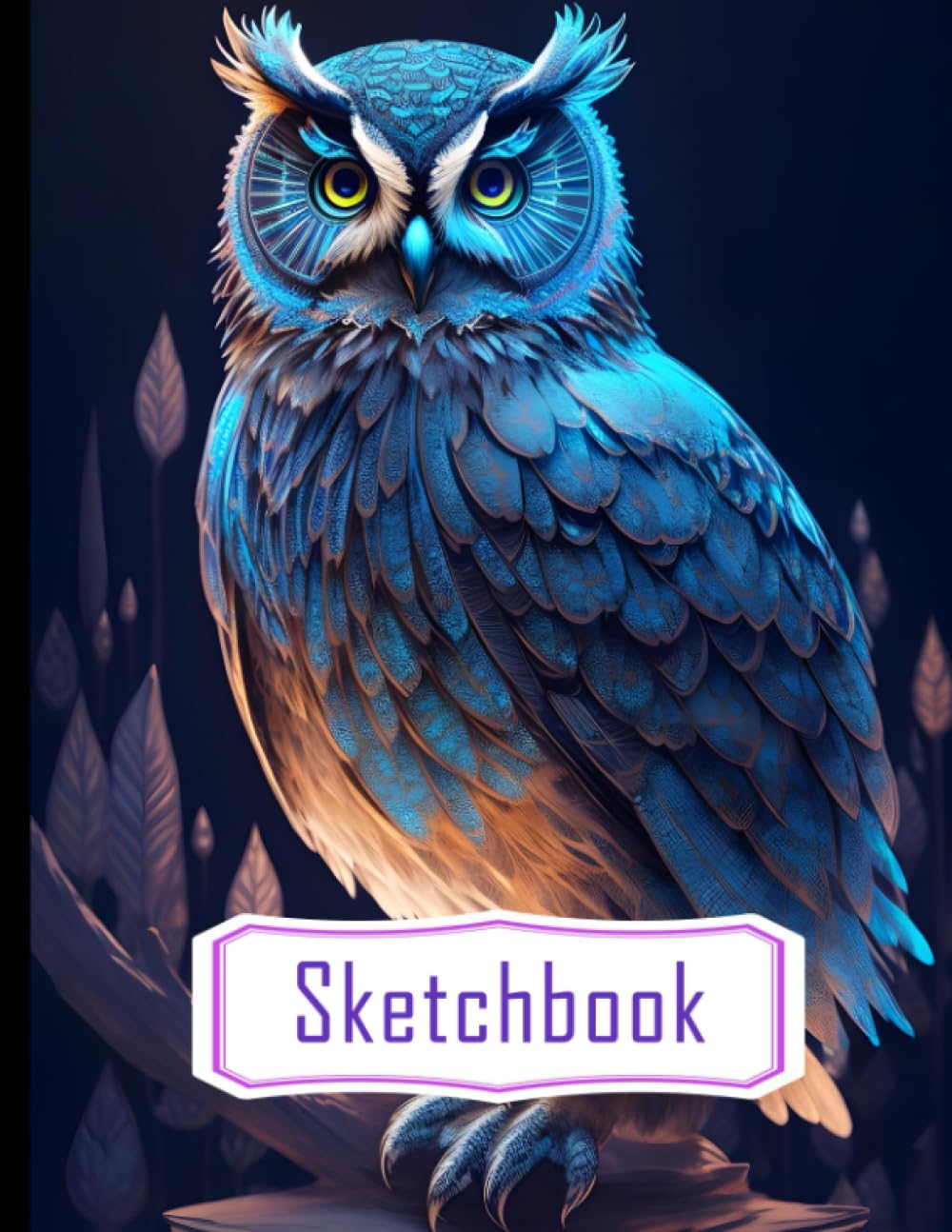 Sketch Book: Full-Body, Hyperdetailed Owl old & Wise Artwork with Bioluminescence, Fractal Isometric Details. Big Size 8.5x11 Inches, 120 Pages."