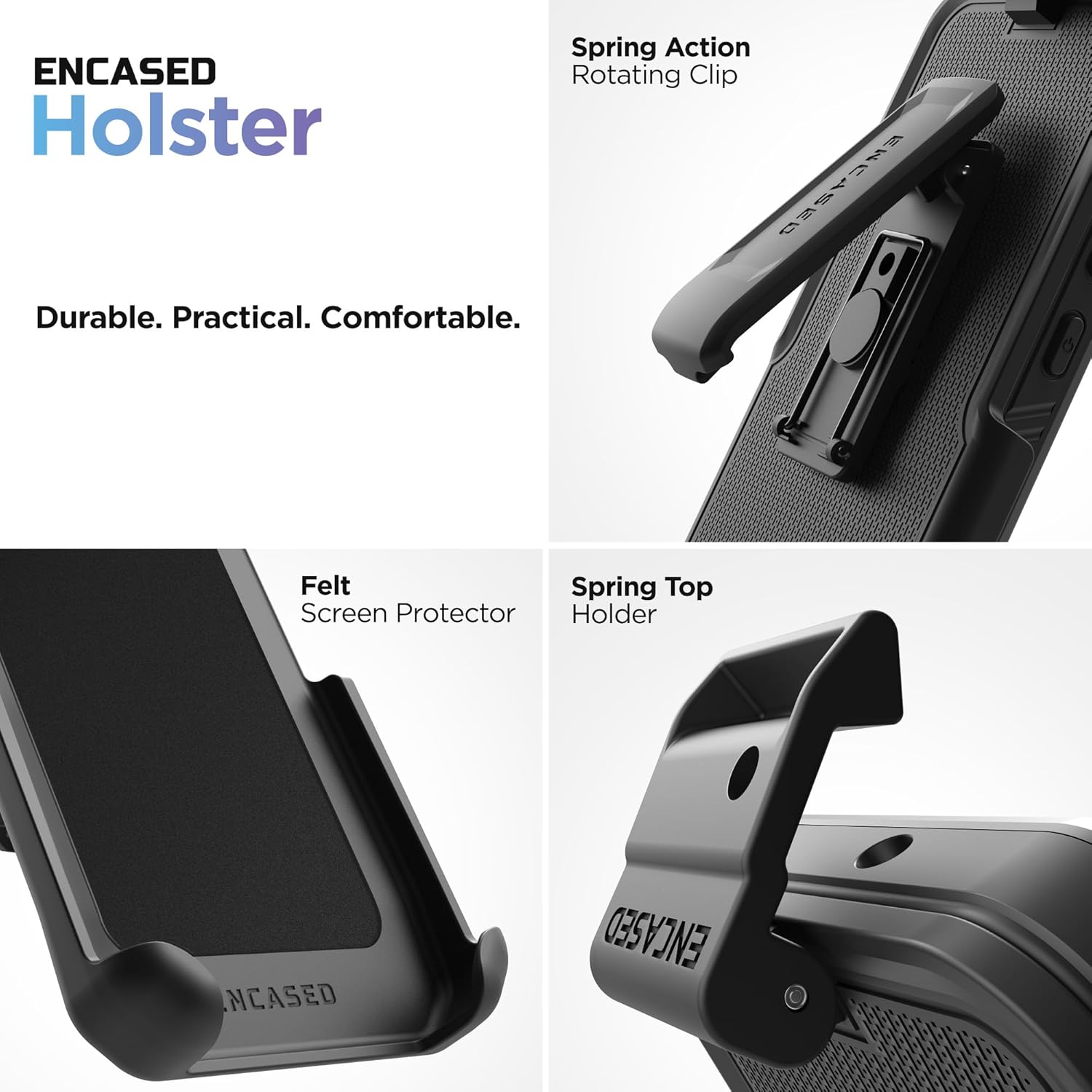 Encased Rugged Belt Case, Designed for iPhone 15 (2023) Ultra Protective Falcon Armor with Phone Holster Clip (Black) Compatible with MagSafe - Image 2