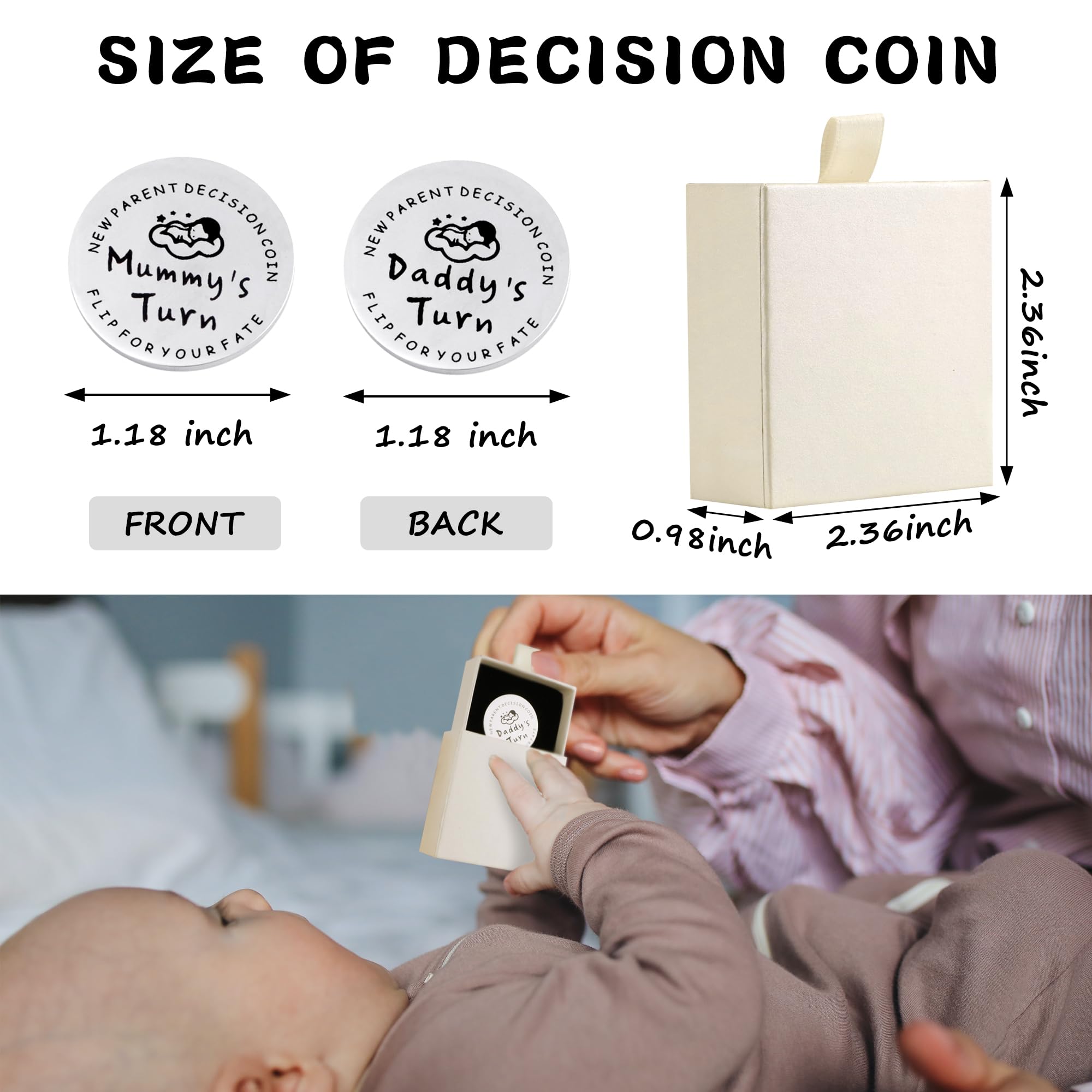 Moneta decyzyjna dla mamy taty, prezent dla nowych przyszłych rodziców, spersonalizowany prezent na baby shower, prezent dla świeżych matek, przyszłych ojców, prezent dla kobiet w ciąży