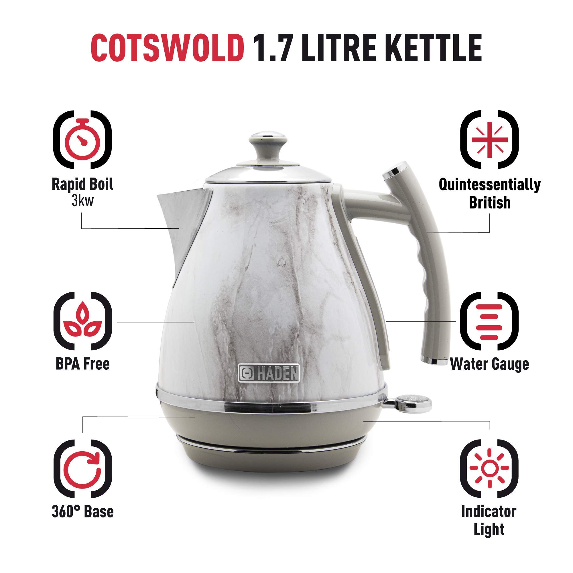 Haden Cotswold Kettle Traditional Style Stainless Steel Electric