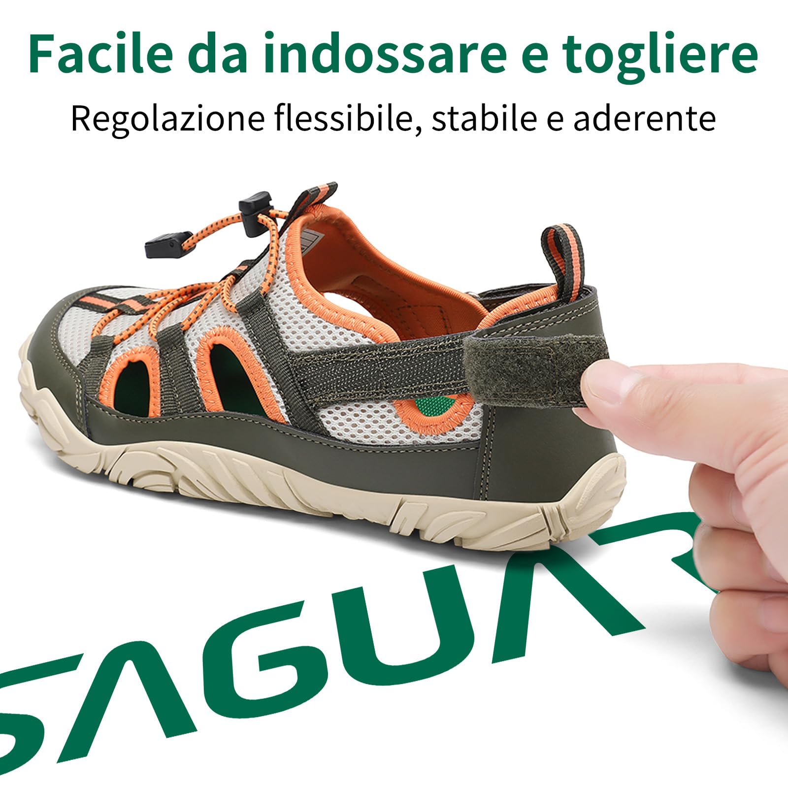 SAGUARO Unisex Sandali da Trekking Antiscivolo Estivi con Wide Toe Box e Suola a Zero Drop, Gr.36-48