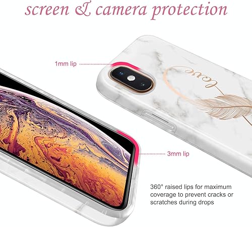 Miniatura 9 de JIAXIUFEN Funda diseñada para iPhone XR, diseño de mármol con purpurina dorada, delgada, a prueba de golpes, funda de silicona de goma suave TPU