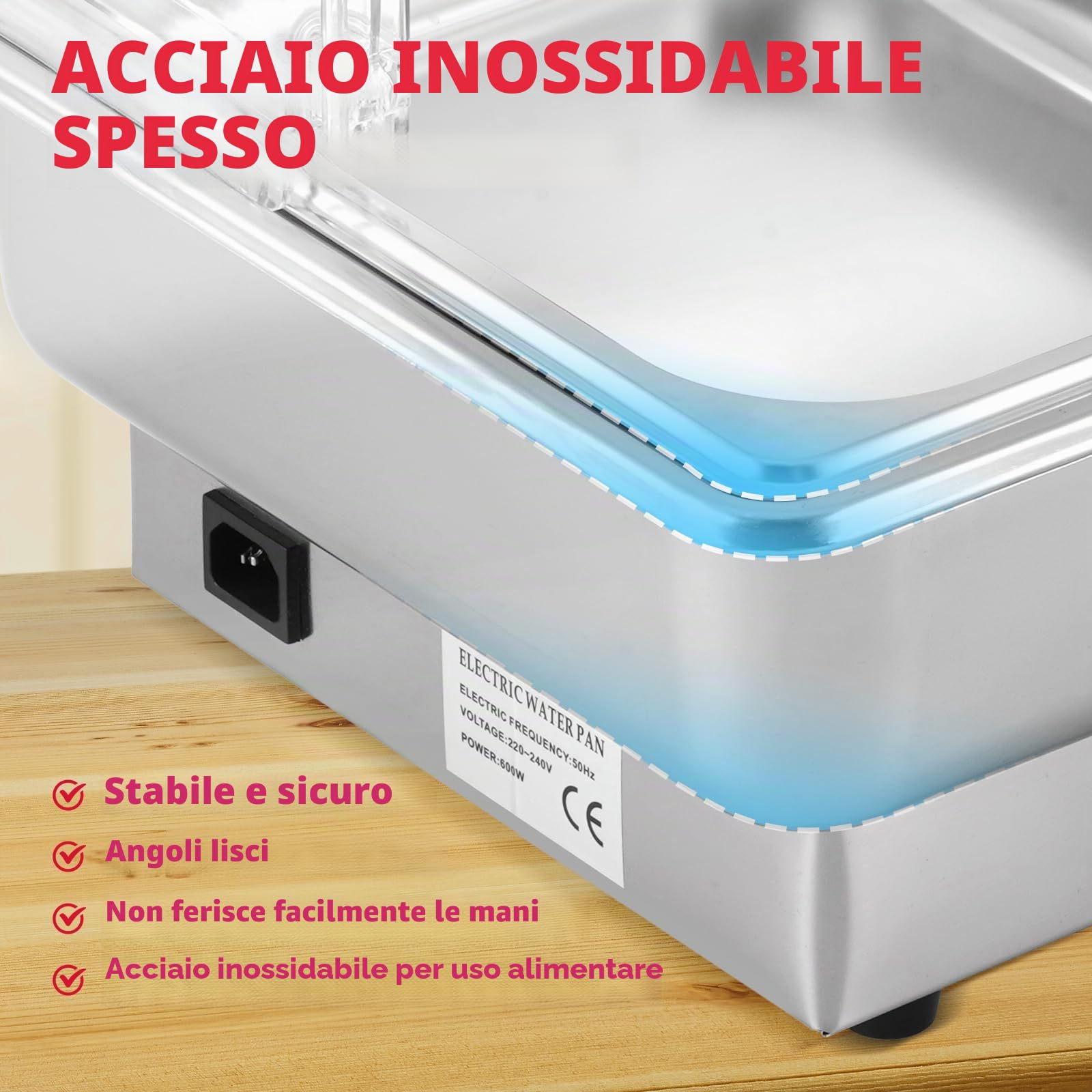 YUCHENGTECH Chafing Dish Buffet Elettrico In Acciaio Inox 9L | Con Regolazione della Temperatura e Coperchio Trasparente, per Catering, Matrimoni, Ristoranti