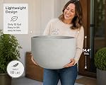 Pot rond de planteur de résine pour arbres Grande fleur – Pot de plante léger avec finition en béton texturé pierre, résistant aux intempéries décoratif extérieur & Intérieur (21.7")