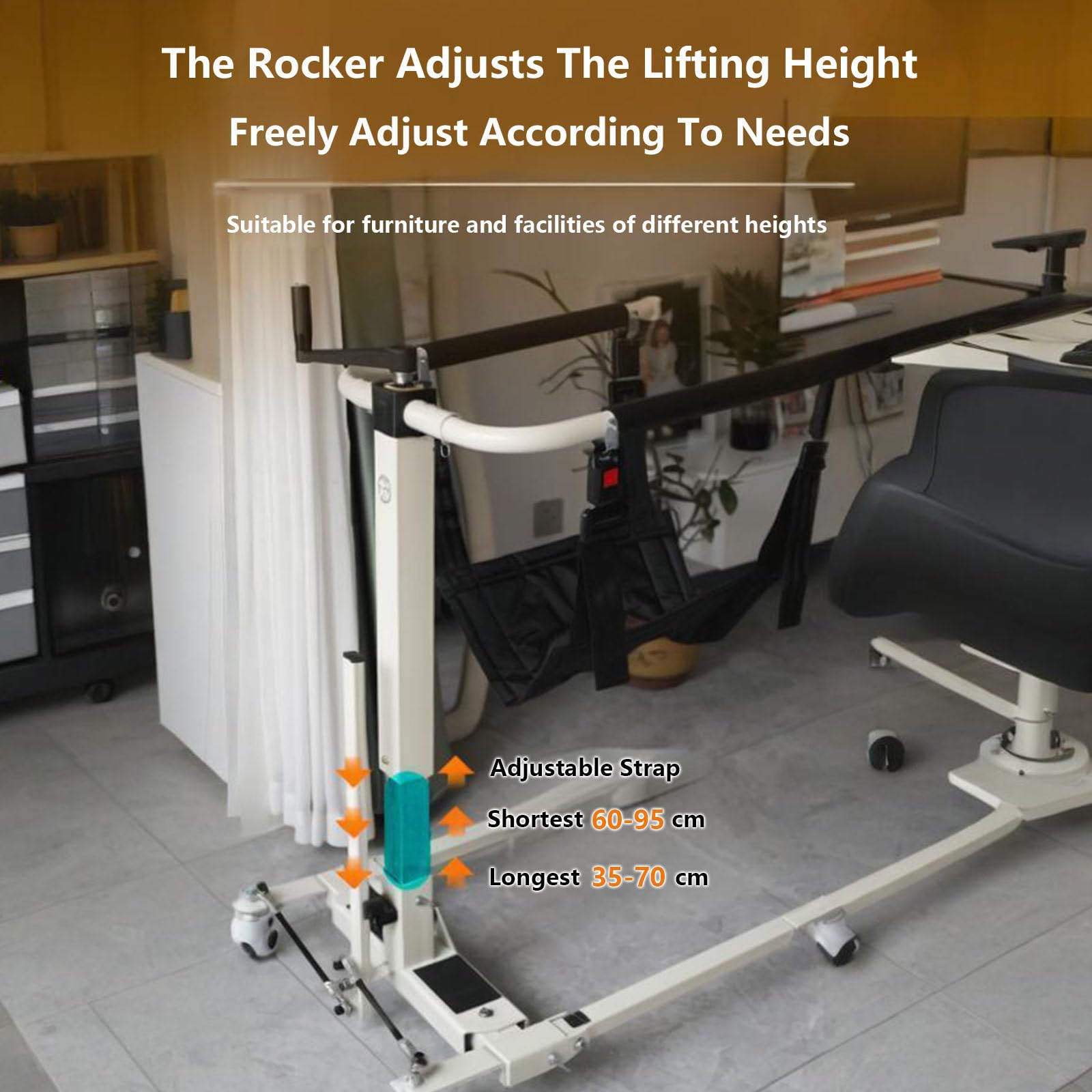 Grúa para Pacientes en casa,Silla de Ruedas Ligera para baño y Ducha,Elevador portátil para Pacientes Mayores,Altura Ajustable, Capacidad de Carga de 120kg,para enfermería Junto a la Cama