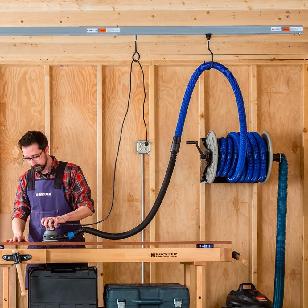 Rockler 4’ Tracks for Ceiling Track System - Track for Rolling Trolley & Hooks - Durable PVC Ceiling Track - Great for Hanging Tools, Utility Lights, & More - Easy to Install Hanging Accessories