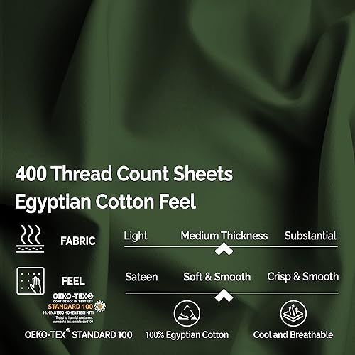 Miniatura 3 de Juego de sábanas de algodón egipcio, 400 hilos, color sólido.