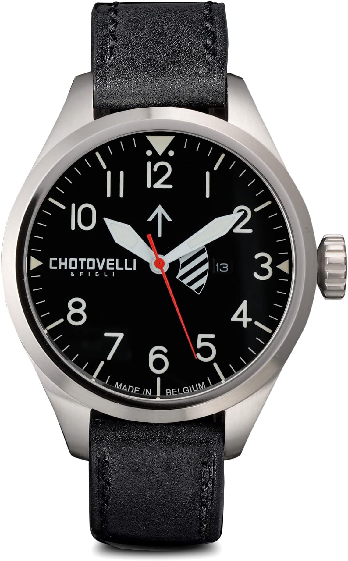 Chotovelli Men’s Pilot 47mm Stainless Steel Watch 100M Waterproof
