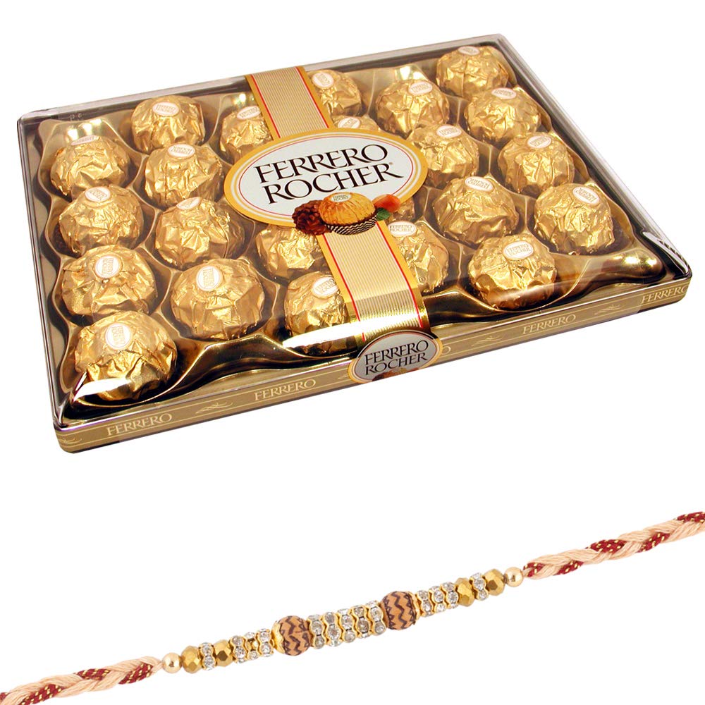 SFU E Com 24 Pieces Ferrero Rocher with Rakhi | Rakhi with Ferrero Rocher Chocolates | Rakhi Chocolate for Brother | Roli, Chawal, Chandan, Misri | 01-image-20