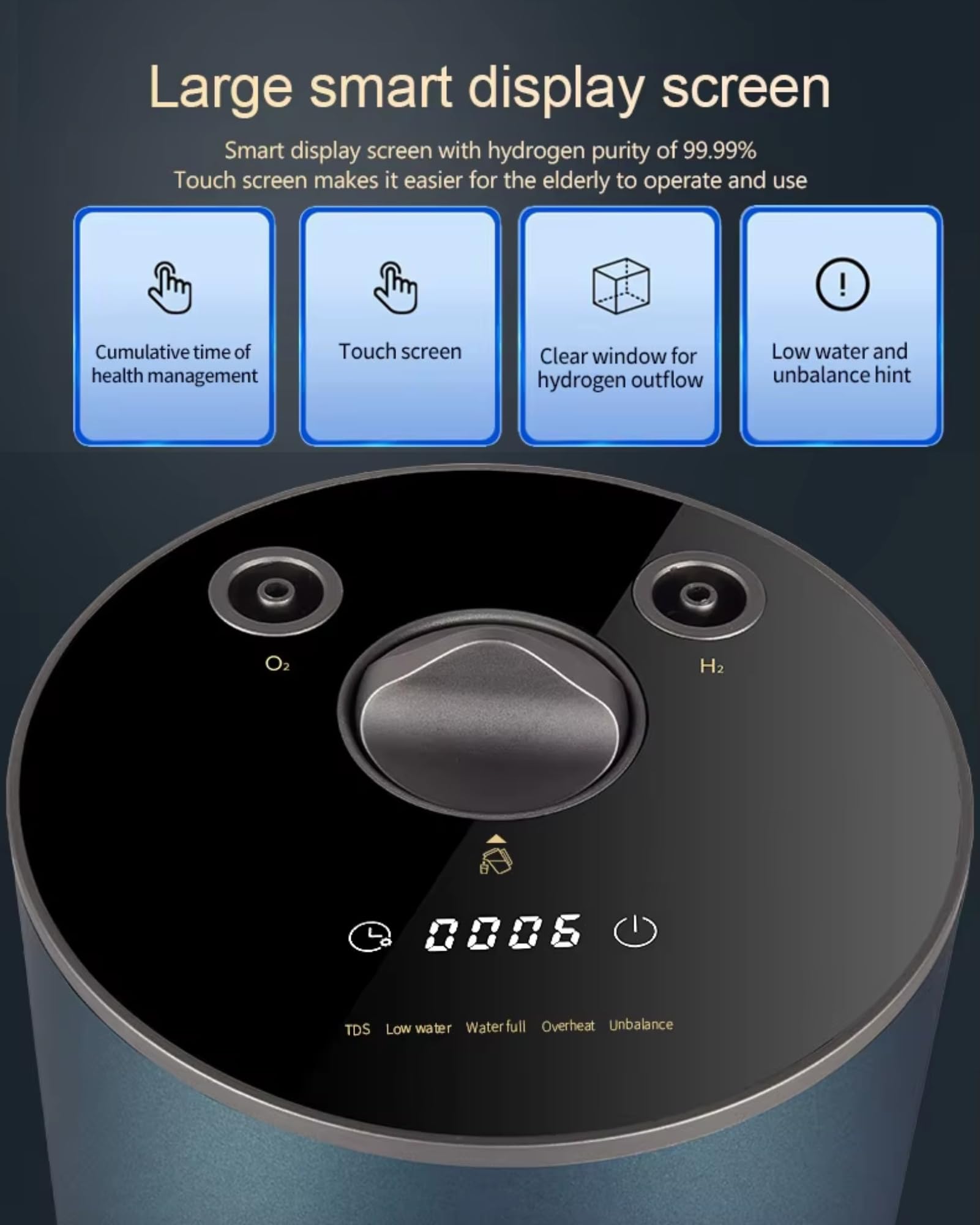 Tragbares Wasserstoff-Inhalationsgerät 225 ml/min, SPE/PEM Wasserstoffgenerator, Kompakter und Leiser Inhalator für Zuhause, Büro und Reisen, EIN-Knopf-Bedienung 225ml/min