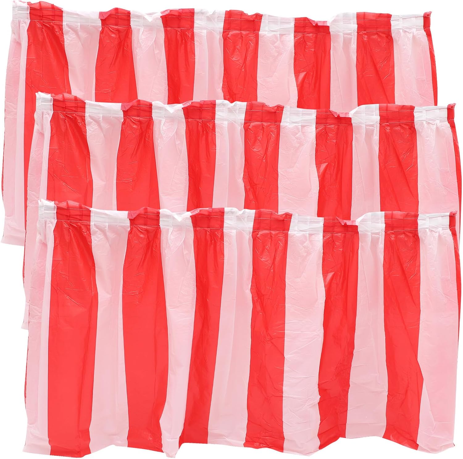 Homoyoyo 3pcs Red and White Stripe Table Skirt 420x75cm Carnival Party Tablecover Decoration for Birthday Picnic Event Table Layout