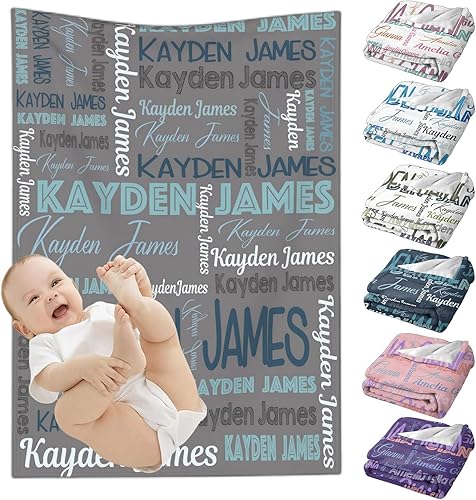WAJL POD Mantas de bebé personalizadas para niñas y niños, personalizadas con nombre, regalos para niños