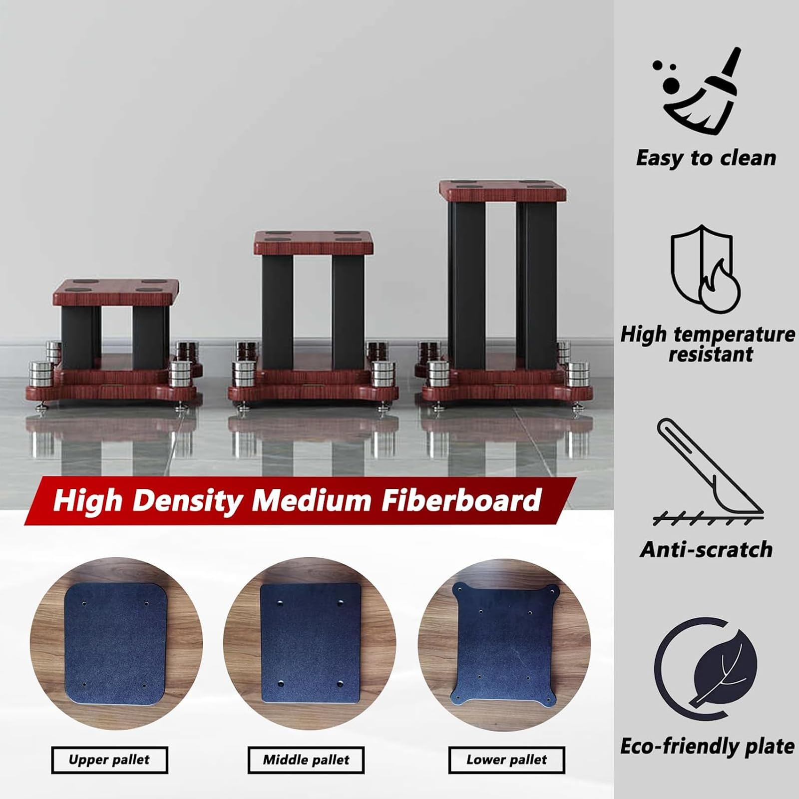 Coppia di Supporti da Pavimento per Diffusori, Robusti Universali in Acciaio MDF per Sistemi Home Cinema Audio Surround,A,25 * 30 * 80cm
