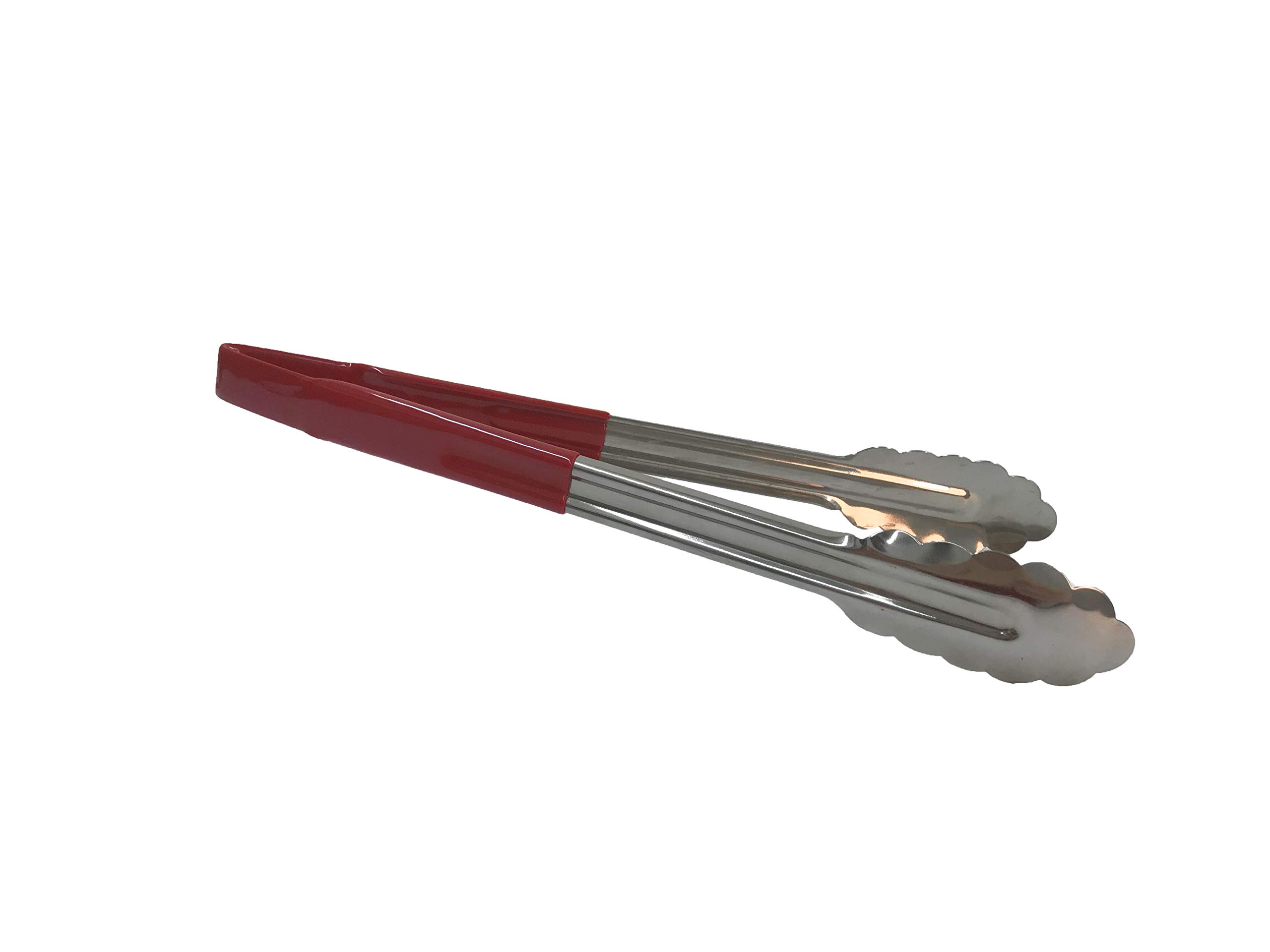 Tablecraft Colour Coded Stainless Steel Tongs 12inch Red | Buffet Tongs, Multipurpose Tongs, Food Service Tongs, Scalloped Tongs