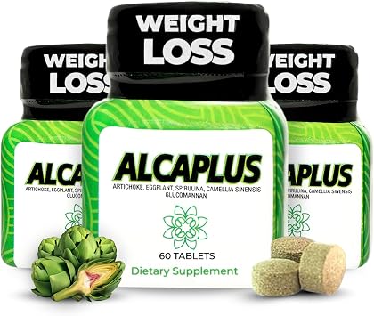 Alcaplus Original Natural Weight Loss Pills for Detoxifying and Controlling Appetite, Herbal Supplement with Artichoke, Eggplant, Spirulina, Green Tea, and Glucomannan