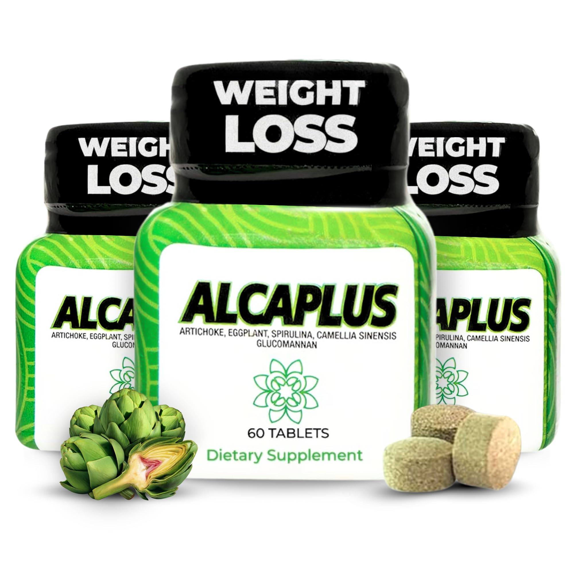 Original Natural Weight Loss Pills for Detoxifying and Controlling Appetite, Herbal Supplement with Artichoke, Eggplant, Spirulina, Green Tea, and Glucomannan