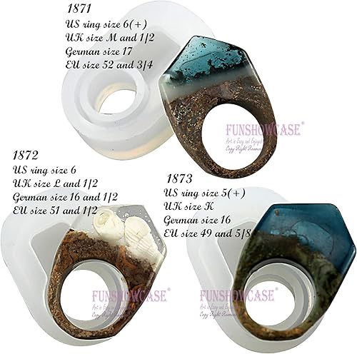 Miniatura 2 de Funshowcase Molde de silicona en forma de anillo de resina boho para la elaboración de arcilla líquida, resina epoxi, fabricación de joyas planas