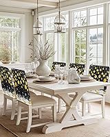 Vista 6 de Paquete de 4 fundas de respaldo de bolas de Navidad para sillas de comedor, lavables, extraíbles y lavables, protector de silla para boda, fiesta