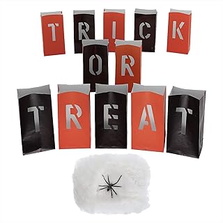 Live It Up! Party Supplies Halloween Luminaries and Stretchable Spider Web Decorations - Orange/Black (12 Pack)