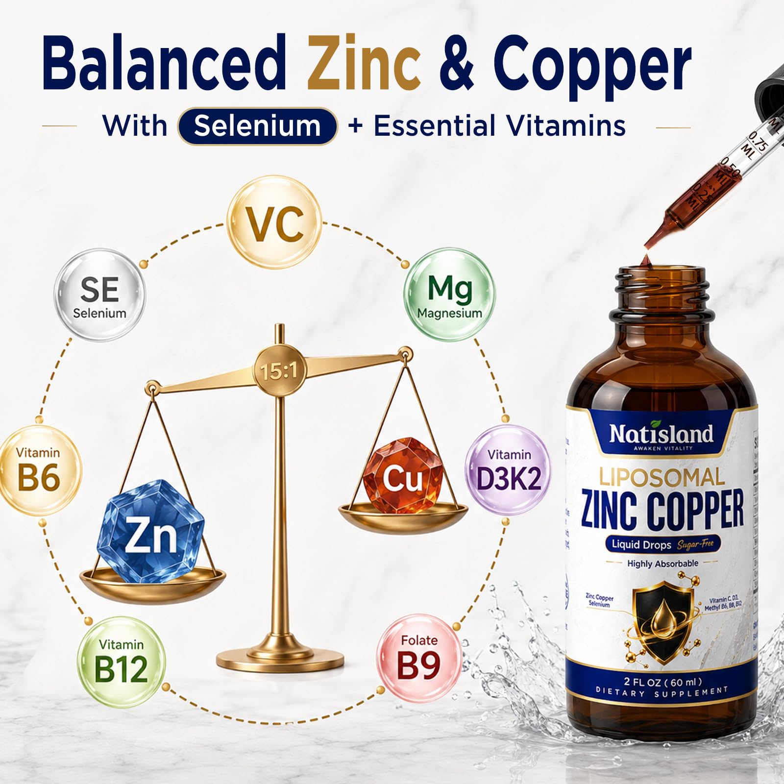 Liposomal Zinc Picolinate 30mg Copper Selenium Liquid Drops for Adult & Kid — Amazon image 4