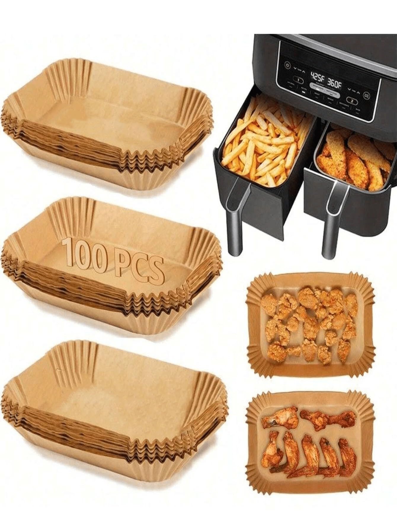 Lot de 400 feuilles papier jetables antiadhésives for friteuse à air, rondes, accessoires cuisine Pour Air Fryer
