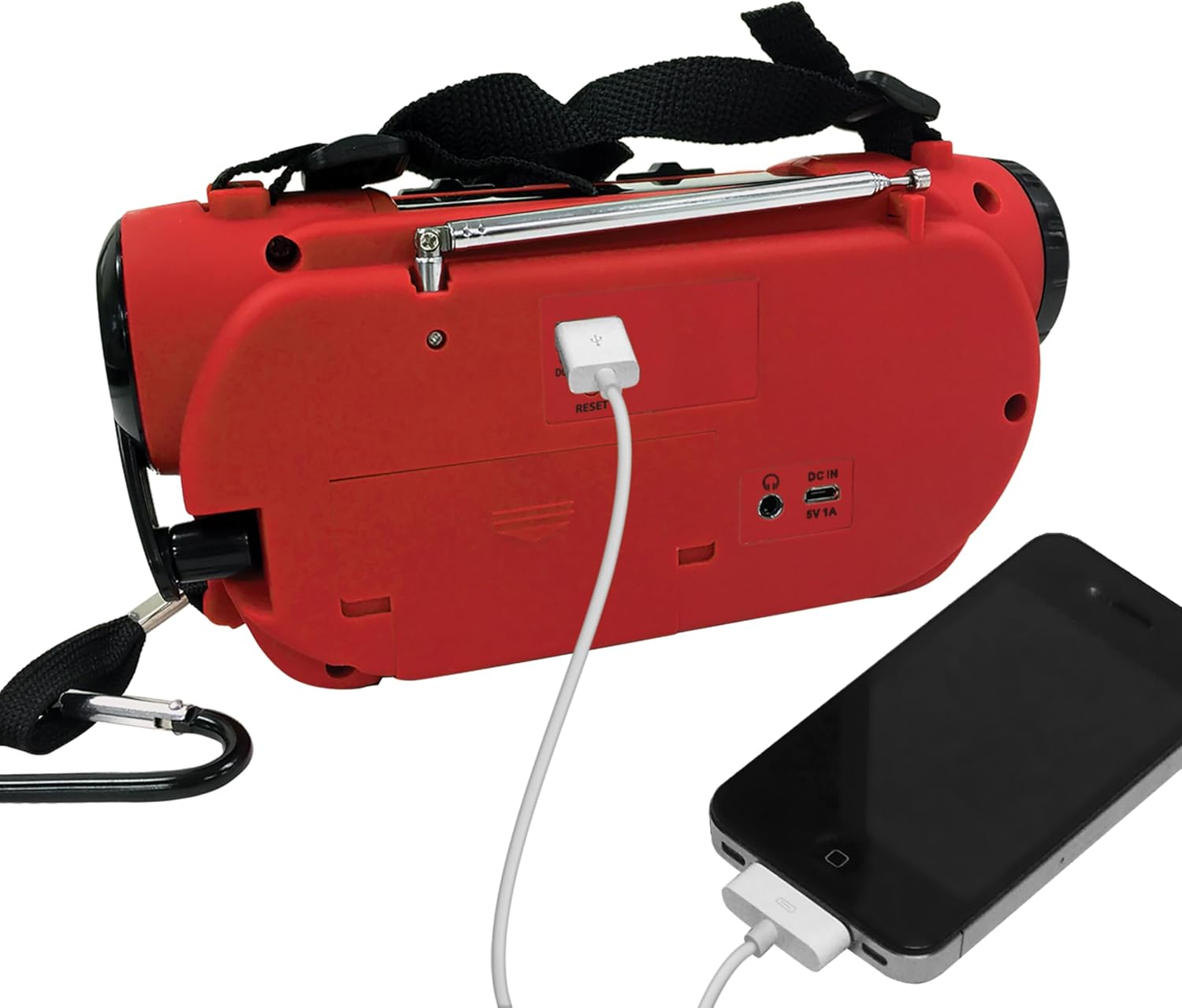 Back view of JENSEN JEP-650 showing USB charging port