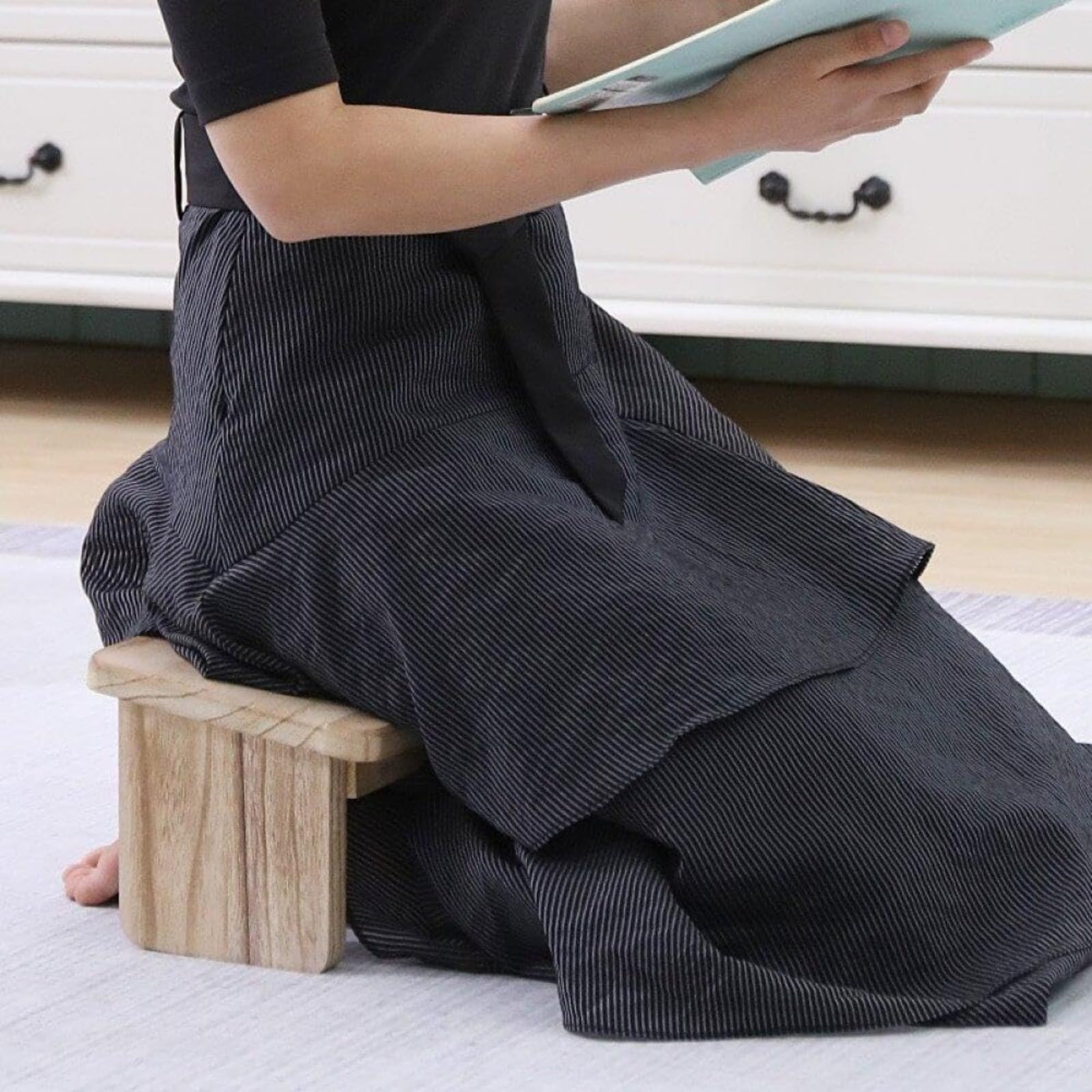 Banco De Meditación, Banco De Madera para Meditación Y Yoga, Taburete Plegable Ergonómico para Arrodillarse, Banco De Oración De Madera con Bisagras De Metal Duraderas