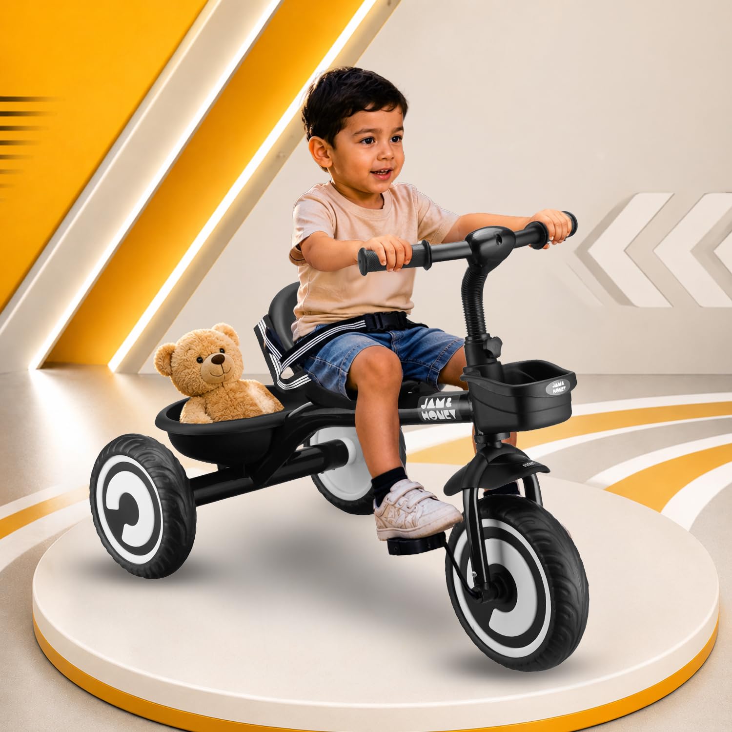 Amazon Brand - Jam & Honey | Kids Tricycle | Red | 2-Point Safety Harn