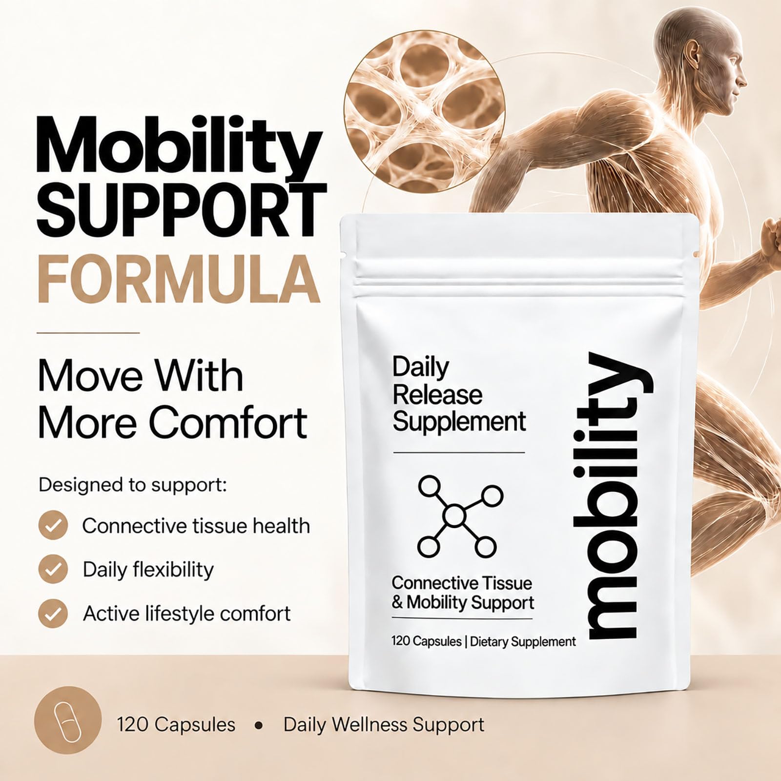 Release Supplement, Release Connective Tissue & Mobility Support Supplement with Hyaluronic Acid, Bamboo Silica, Serrapeptase, Boswellia, Bromelain & Gotu Kola, 120 Capsules — Amazon image 2