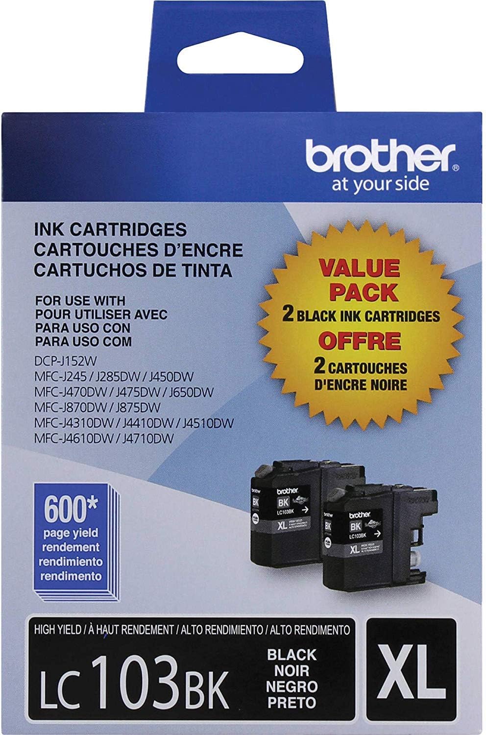 Brother LC-103BK Ink Cartridge Black - 2 Pack in Retail Packing
