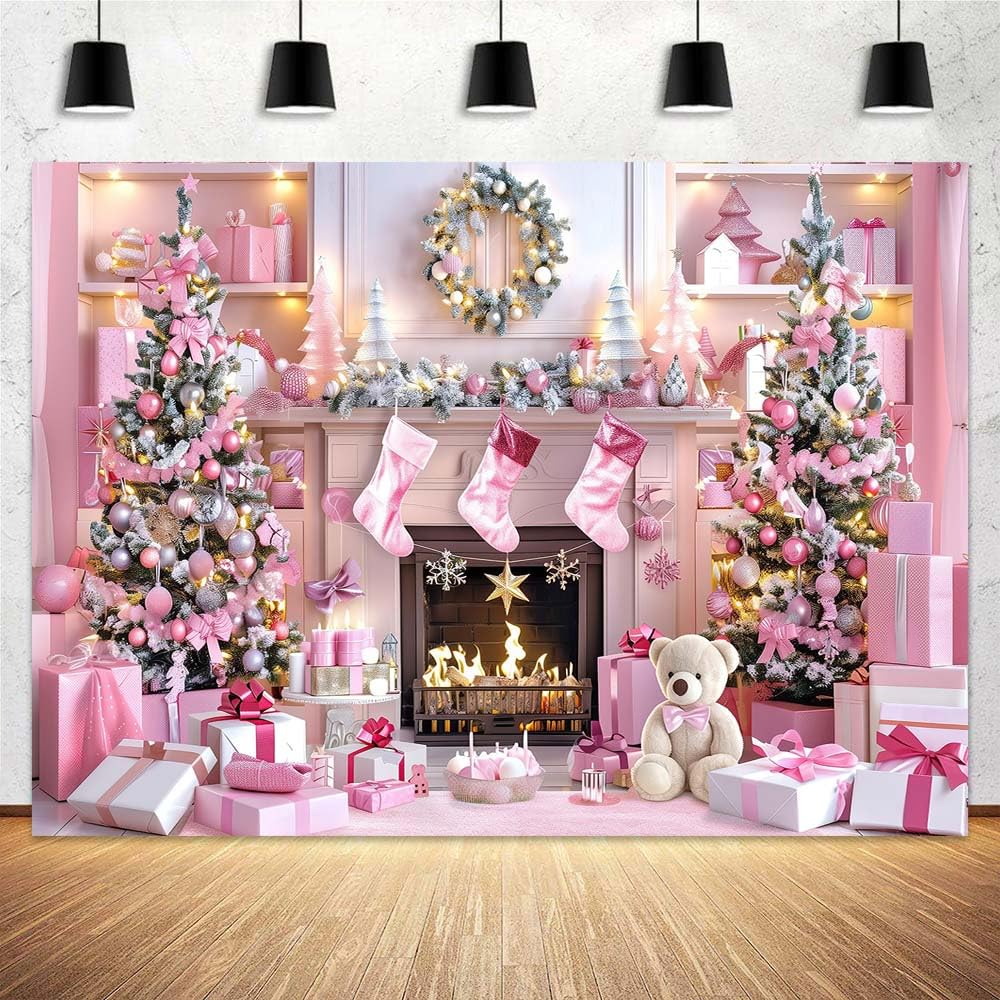 Amazon.com : Pink Christmas Backdrops for Photography, Christmas