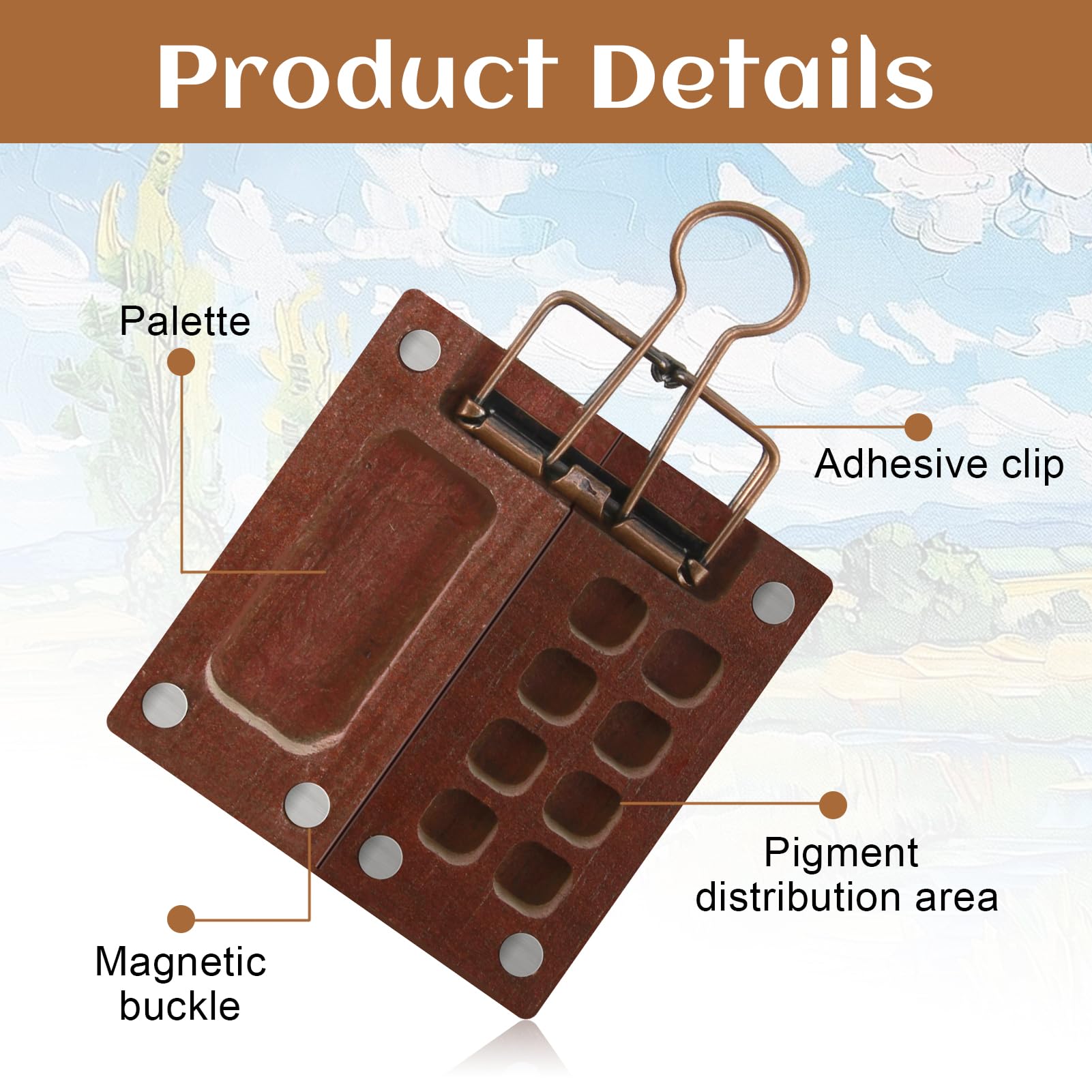 Mini Palette Aquarelle Voyage En Bois Nano – Set Portable 8 Godets + Carnet 20 Feuilles + 3 Pinceaux