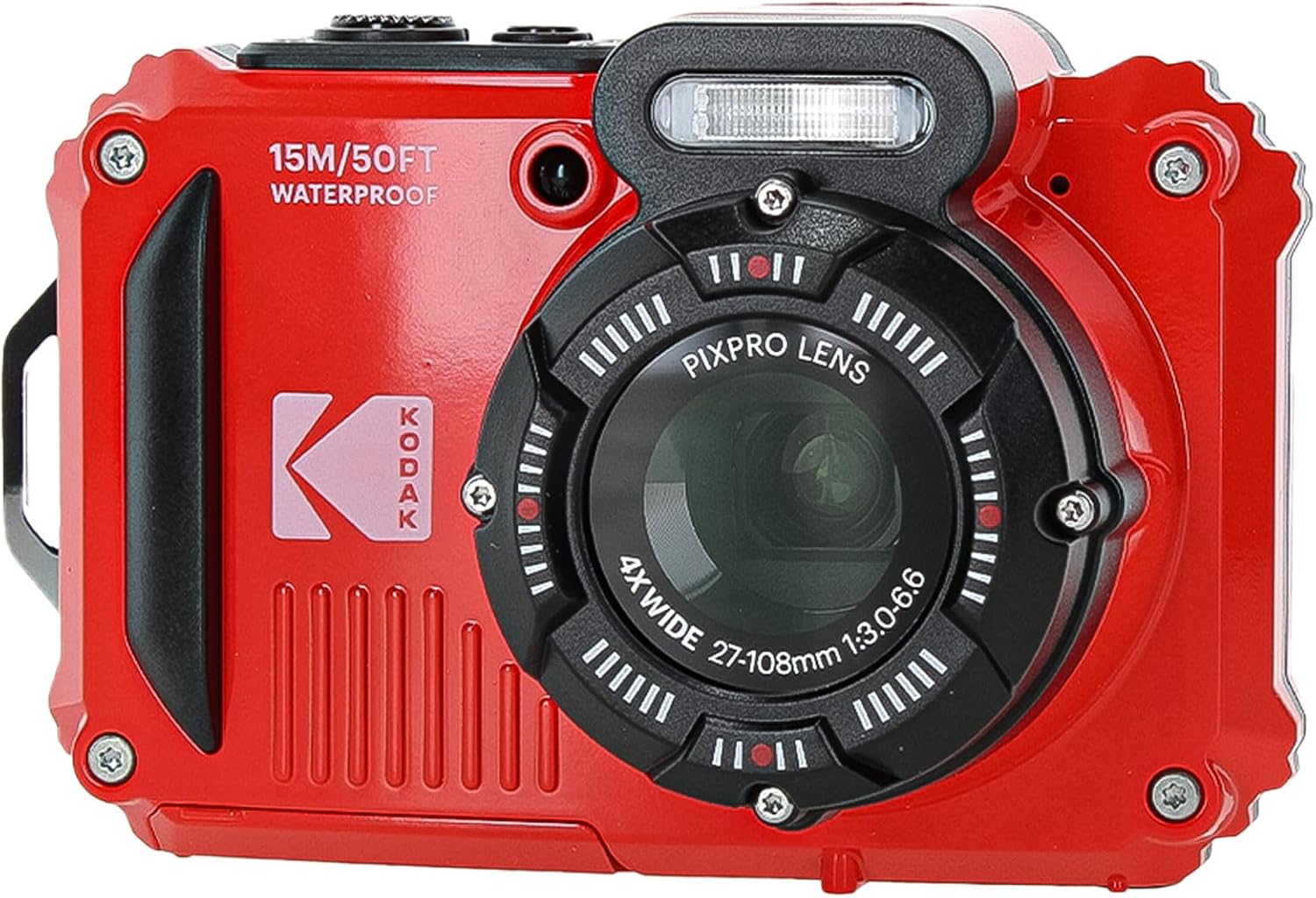 KODAK PIXPRO WPZ2 Rugged Waterproof Shockproof Dustproof WiFi Digital Vlogging Camera 16MP (Red) Bundle with 32GB Memory Card + Vlogger Tripod + Bag + Cleaning Kit + More Accessories
