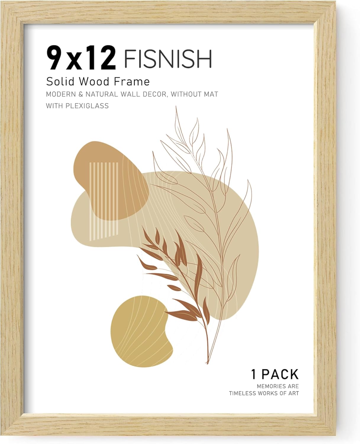 11x17 Picture Frame Set of 4, Natural Solid Wood Picture Frames, Display 11x17 Photos without Mat, Horizontal or Vertical Wall Mounting Poster Frame, Oak Wood Grain