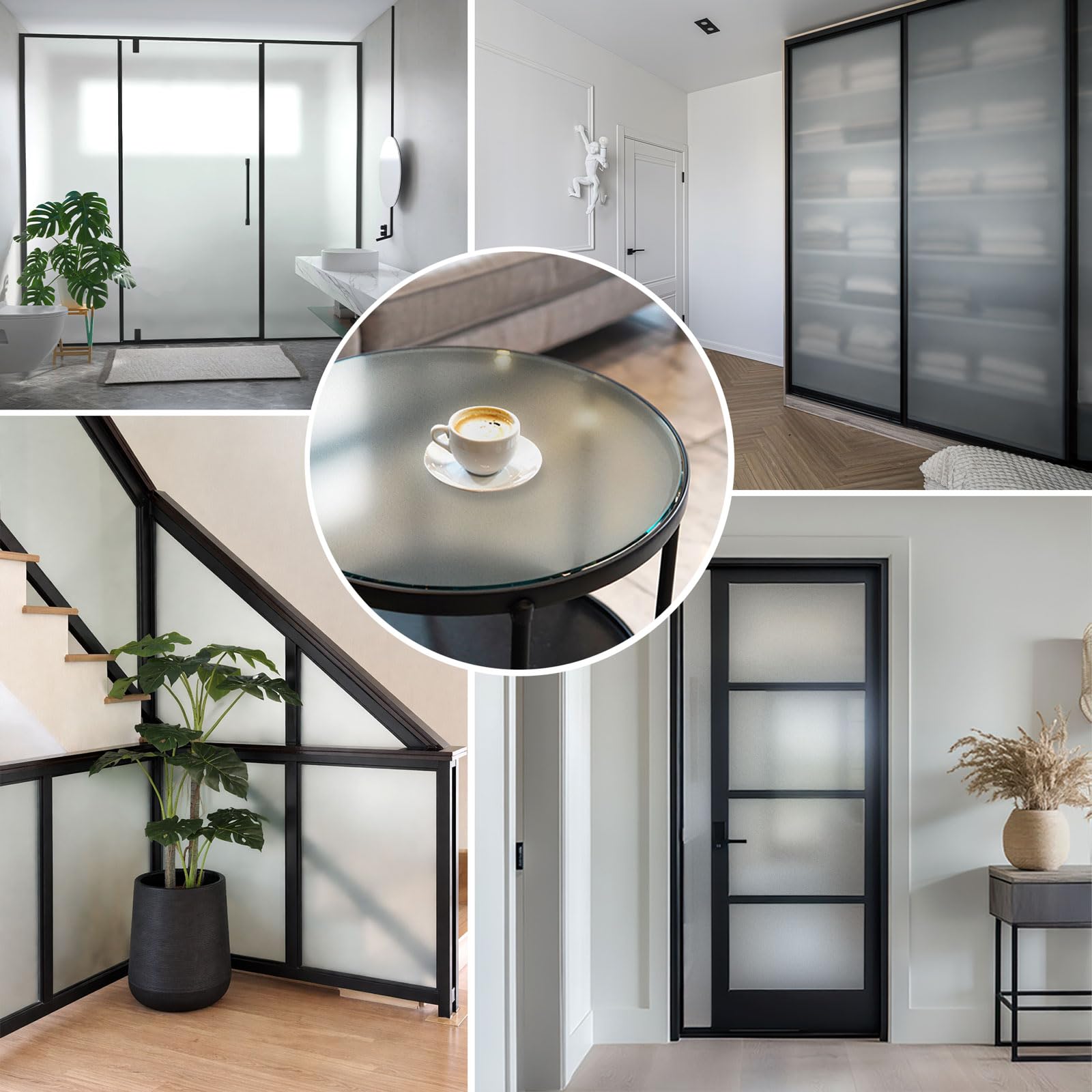 Fenster Folie Blickschut 200x122 cm | für Badezimmer, Schlafzimmer, Büro und Küche | Innen- und Außenbereich | Sichtschutz Fenster | für Glasflächen | Selbstklebend | Milchglasfolie PVC