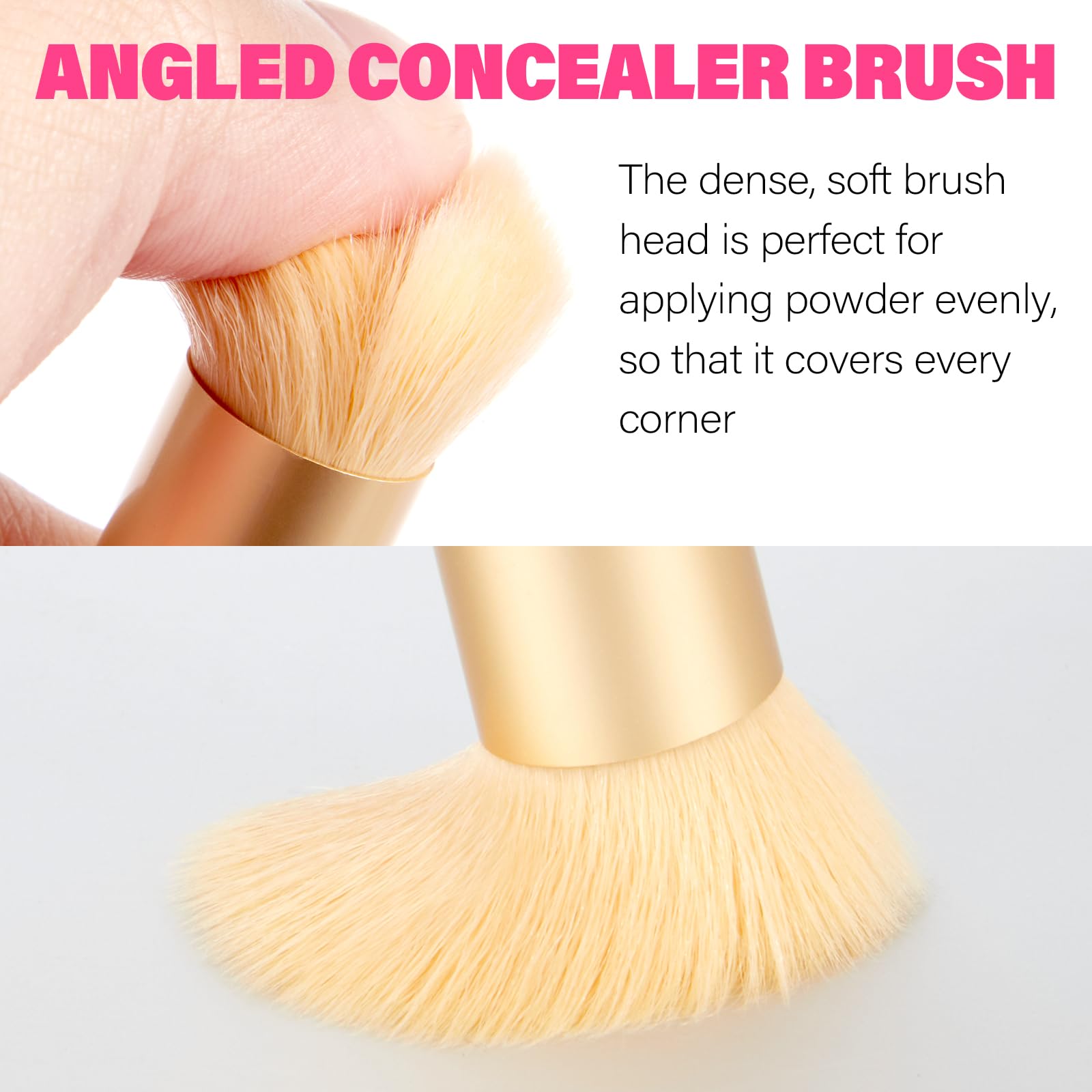 Brocha de maquillaje de doble extremo, cepillo de precisión para polvo para línea capilar con punta de esponja para mezclar sin costuras, cepillo corrector de cabello, cepillo para polvo para retoque