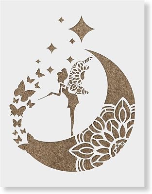 Mandala Fairy Moon Stencil - Durable Fantasy Stencils for Designing Mystical Worlds, Mandala Fairy…