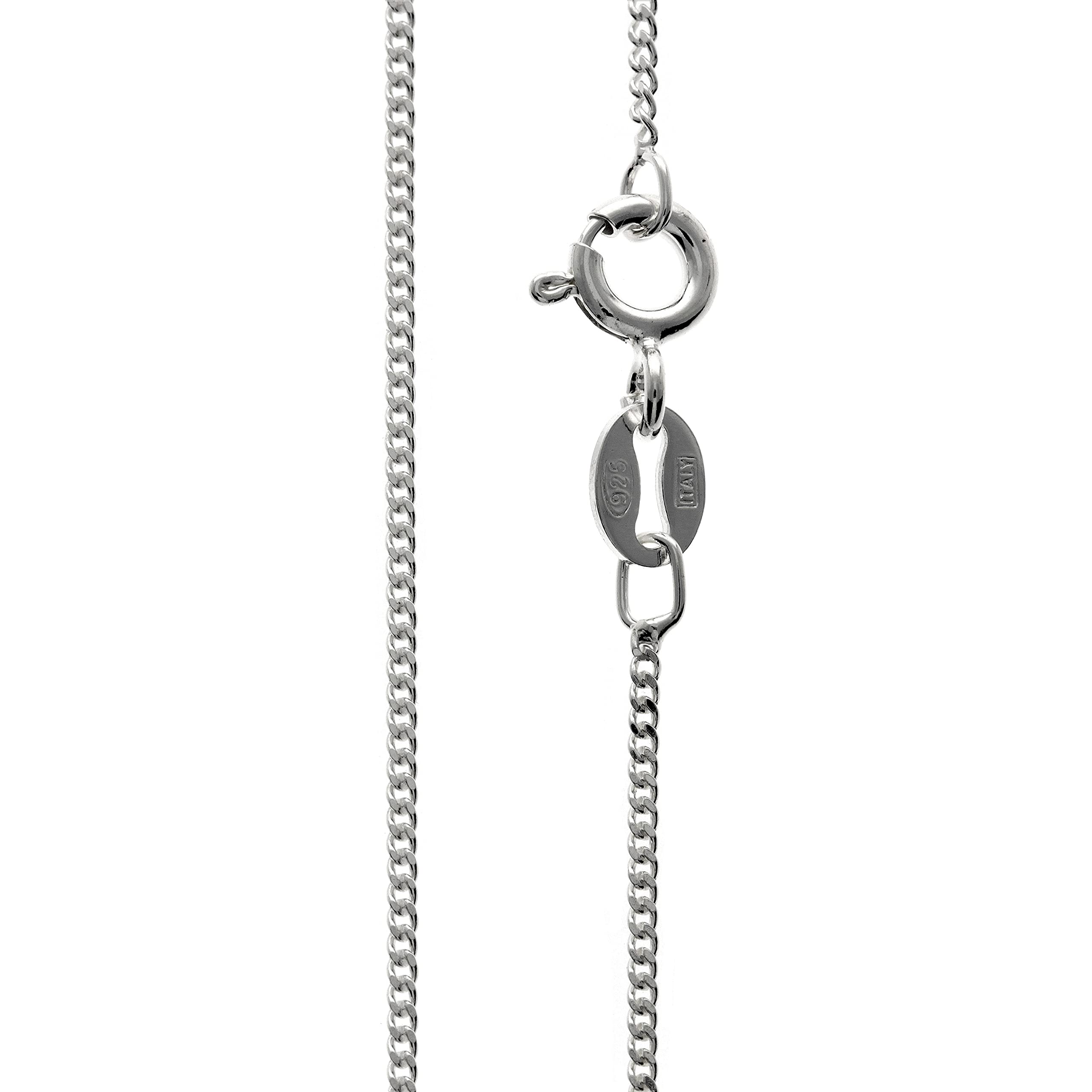 SilverAmber Jewellery Delicado collar italiano con cadena de diamantes y eslabones de eslabones 36, 41, 46, 51, 61, 71, 81, 91 cm, 101 cm, 1,1 mm