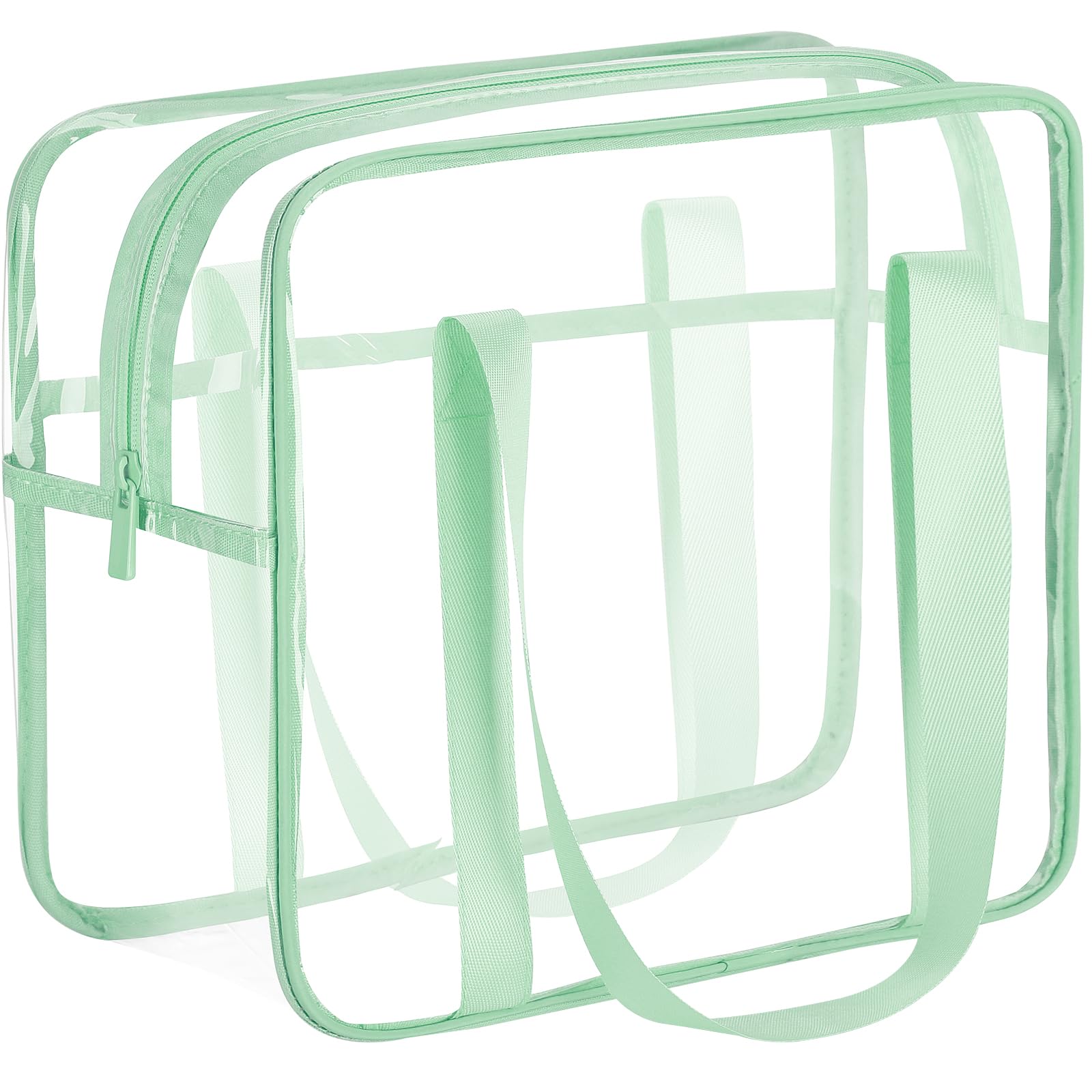 Trousse de maquillage transparente extra large en PVC transparent, étanche, vert