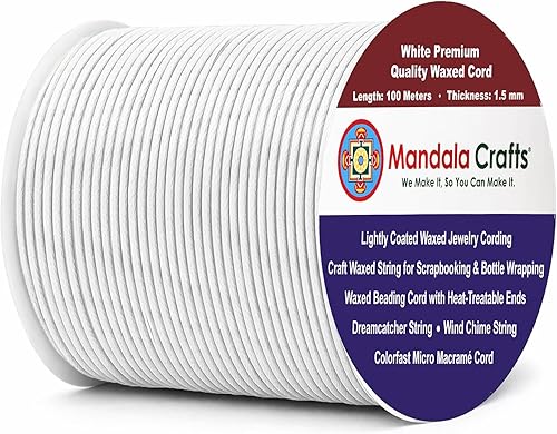 Miniatura 91 de Cuerda Mandala Crafts 0.03 pulgadas 109 yardas para hacer joyería, artesanía, macramé, cuerda de algodón encerado